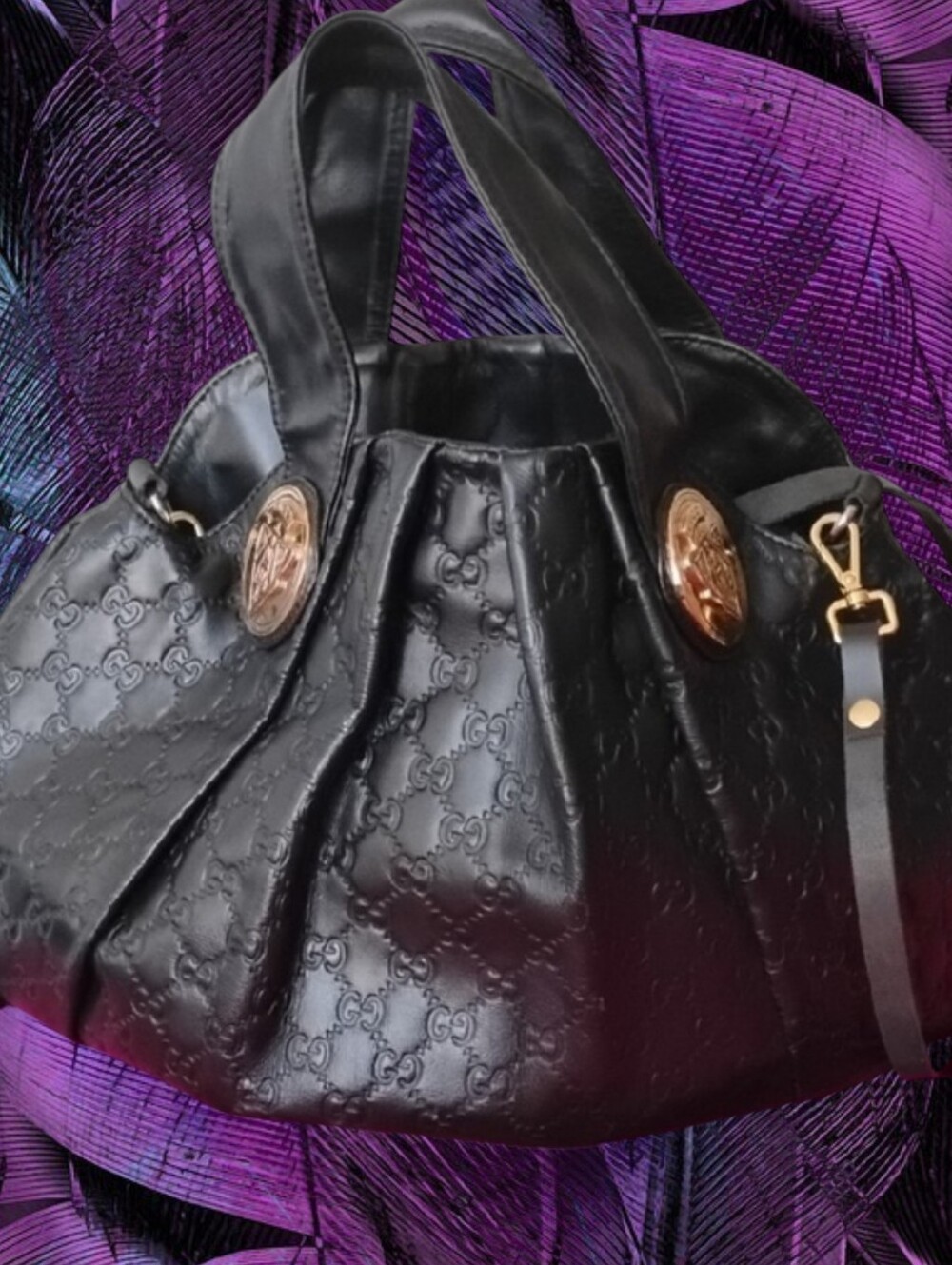 Authentic  Black Gucci Hysteria Top Handle Bag With Original Shoulder Strap